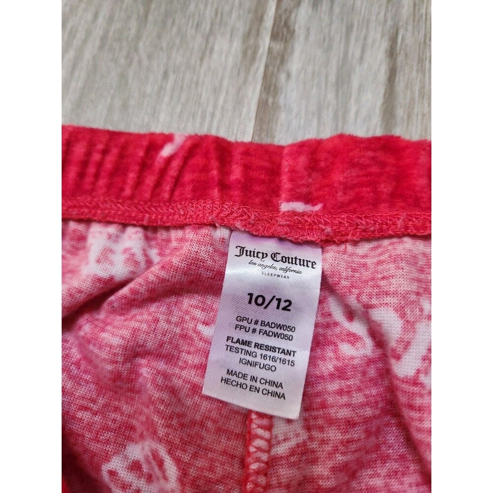 Juicy Couture Girl 2 Piece Pajama Set Size 10 12 Pink Logo Print Long Sleeve EUC - Picture 8 of 13